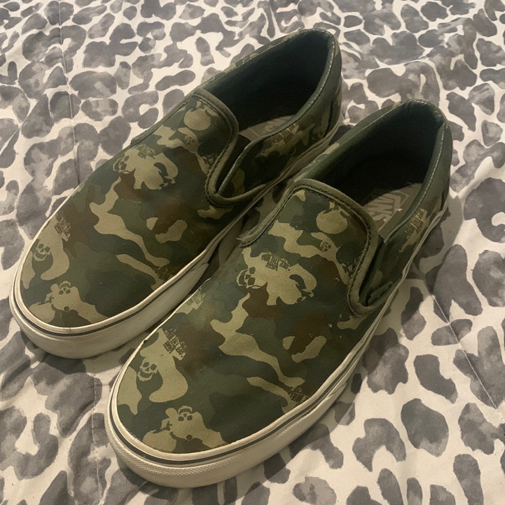 Mens Slip On Vans 11 Green Camouflage